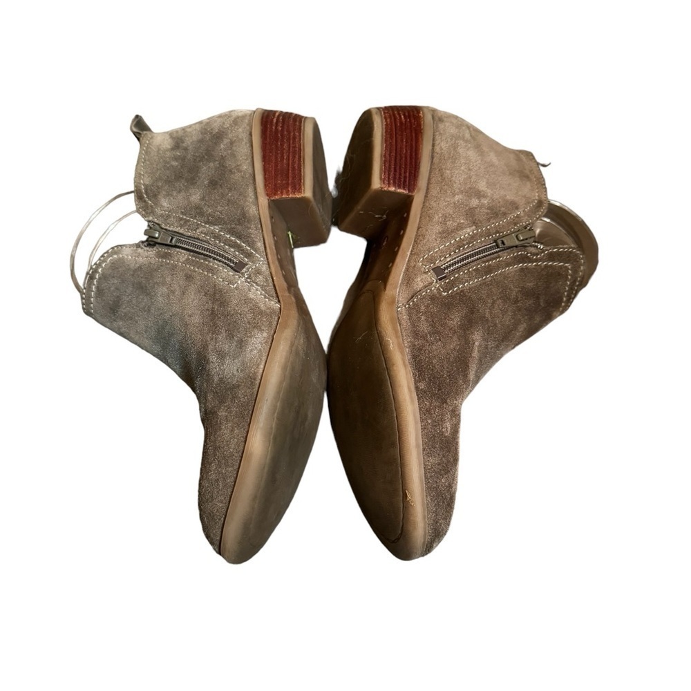 DIBA LAYLA Taupe Suede Leather Side Zip Shoe Bootie Ankle Boot Bootie Western